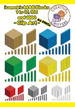 Preview of Isometric MAB block / base 10 blocks clip art - 84 images