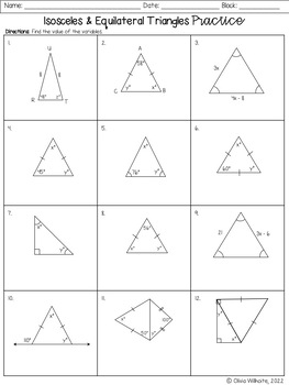 isosceles and equilateral triangles worksheet kuta software