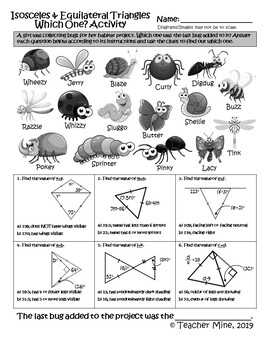 isosceles and equilateral triangles worksheets