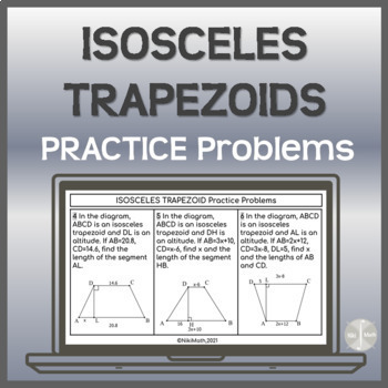 Preview of Isosceles Trapezoid - 12 Practice Problems