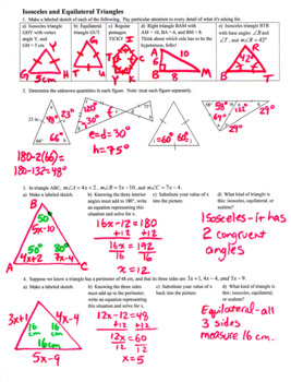 challenging isosceles and equilateral triangles worksheet pdf