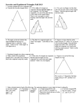 isosceles triangle and equilateral triangle worksheet pdf