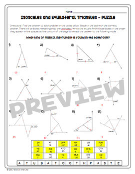 angles puzzle worksheet isosceles and equilateral triangles