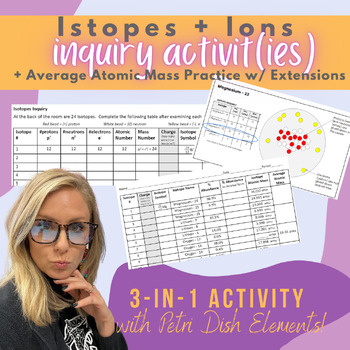 Preview of Isotopes, Ions, Average Atomic Mass Inquiry & Practice Activities BUNDLE