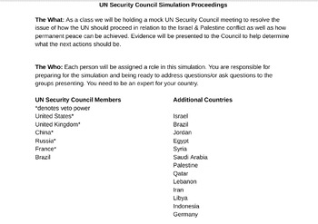 Preview of Israel and Palestine Conflict UN Security Council Simulation
