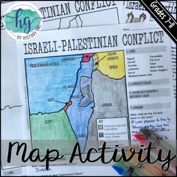 Preview of Israeli-Palestinian Conflict Map Activity (Print and Digital)