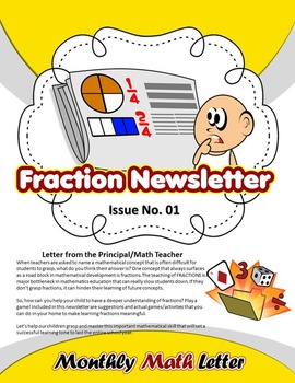 Preview of Fraction Newsletter {Fraction Games & Activities} - All Text is EDITABLE!!