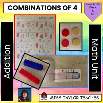 Preview of It All ADDS Up #4 - Combinations of 4 - Sums up to 4 - Decomposing 4 - Addition