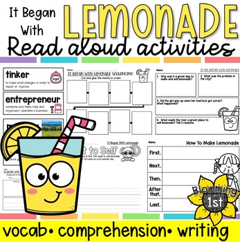Preview of It Began With Lemonade | Vocabulary, Sequencing, Writing & More