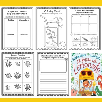 Preview of It Began With Lemonade Worksheets and Activities