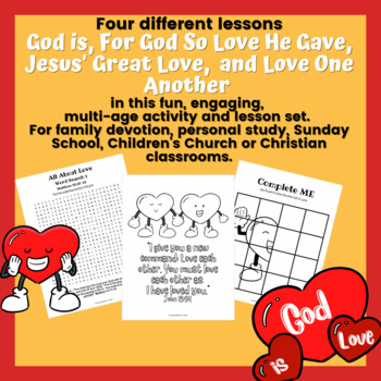 Preview of It's All About Love! Children's Lesson & Activity Set. (Printable, Sunday school