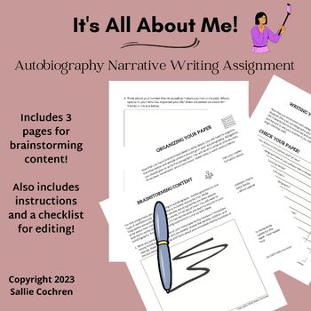 Preview of It's All About Me! Autobiography Narrative Writing Assignment for Middle School