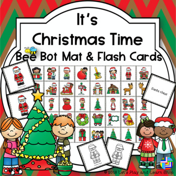 Preview of It’s Christmas Time Bee Bot Mat and Flash Cards
