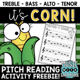 It's Corn! - A Pitch-Reading Activity for Treble/Bass/Alto/Tenor Clefs