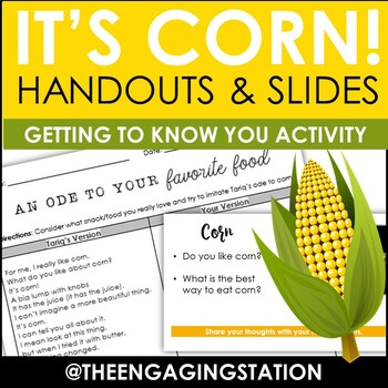 Preview of It's Corn! Getting to Know You Activity
