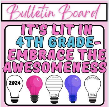 Preview of It's Lit in ______ Grade" Bulletin Board Kit (National 4th Grader Day) (2024-26)