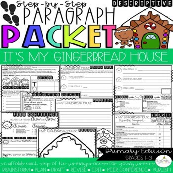 Preview of It's My Gingerbread House | Step by Step Paragraph Packet | Descriptive Writing