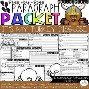 Preview of It's My Turkey Disguise | Step by Step Paragraph Packet | Descriptive Writing