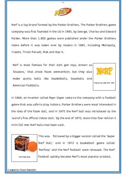 Preview of It's Nerf or Nothin'! - Comprehension, literacy & numeracy based on Nerf