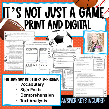 Preview of It's Not Just a Game HMH Into Literature Digital and Print NO PREP Sports theme