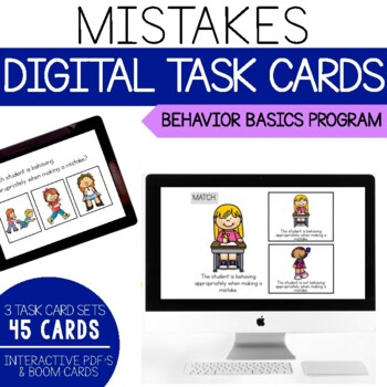 Preview of It's Okay to Make a Mistake- Behavior Basics Digital Task Cards