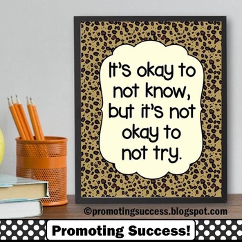 NEW Classroom Motivational POSTER Its Okay To Not Know 