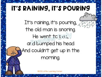 It's Raining, It's Pouring BUILD A POEM Nursery Rhyme Pocket Chart Center