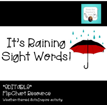 Preview of It's Raining Sight Words / Editable ActivInspire Resource