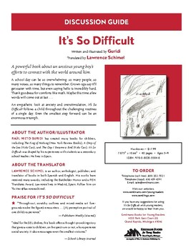 Preview of It's So Difficult Discussion Guide (Guridi, trans. by Schimel)