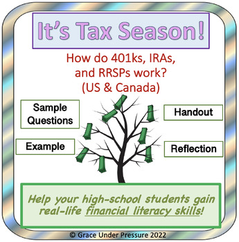 Preview of Financial Literacy Personal Finance Worksheets- Tax Refunds: 401ks, IRAs & RRSPs