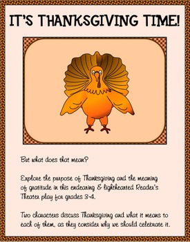 Preview of It's Thanksgiving Time! A Reader's Theater Play for Grades 3 - 4