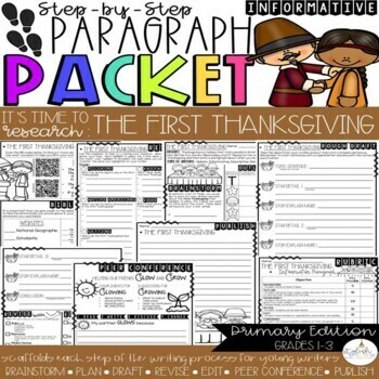 Preview of It's The First Thanksgiving | Step by Step Paragraph Packet | Informational
