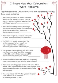 Preview of It's Time to Celebrate the Chinese New Year! Math Lesson Plan® For Third Grade.