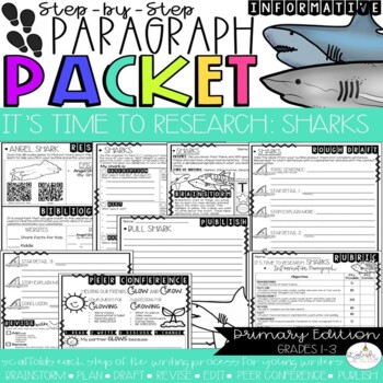 Preview of It's Time to Research Sharks Paragraph Packet | Informational Writing
