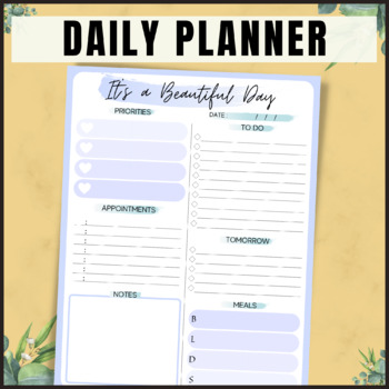 It's a Beautiful Day, Daily Planner, Canva Planner, Printable Planner