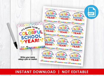 Preview of It's going to be a COLORFUL School Year Square Gift Tags Ideas