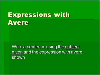 Preview of Italian 1 - Avere expressions practice
