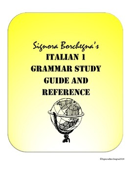 Preview of Italian 1 Grammar Study Guide and Reference (DOCX VERSION)