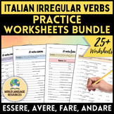 Italian 1 Irregular Verbs Practice Worksheets Bundle - ESS