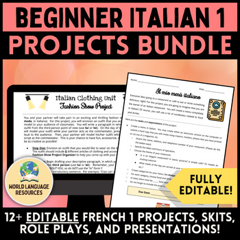 Preview of Italian 1 Projects BUNDLE - Projects, Presentations, Skits for Beginners