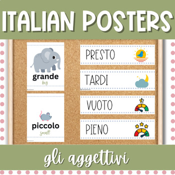 Preview of Italian Adjectives Posters | Aggettivi | CI Classroom Decor | Word Wall Cards