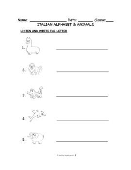 Preview of Italian Alphabet Animal PUZZLES & WORKSHEETS