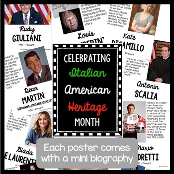 Preview of Italian American Heritage Month Biography Posters