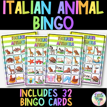 Italian Animal Bingo - Tombola - Italian Language Vocabulary - Italy