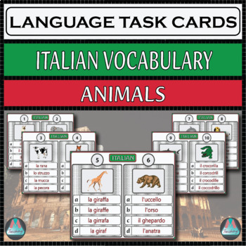 Preview of Italian Assessment Task Cards - Animals