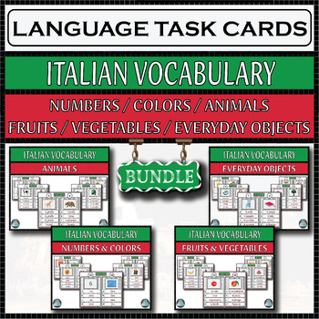 Preview of Italian Assessment Task Cards - Basic Vocabulary Bundle