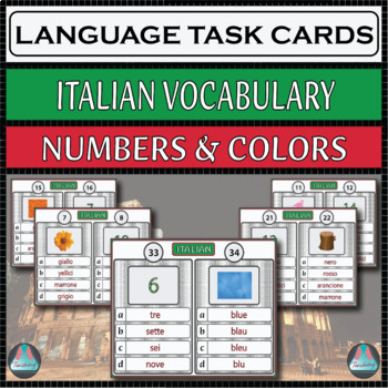 Preview of Italian Assessment Task Cards - Numbers and Colors