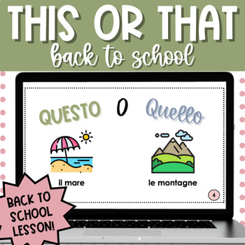 Preview of Italian Back to School This or That Game | First Week Activity | Gallery Walk