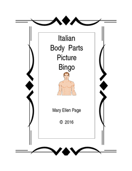 Preview of Italian Body Parts Picture Bingo and Word Find puzzle