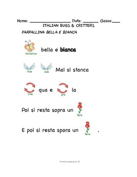 Preview of Italian Bugs & Critters REBUS SONG | Farfallina bella e bianca & Whiskey il ragn